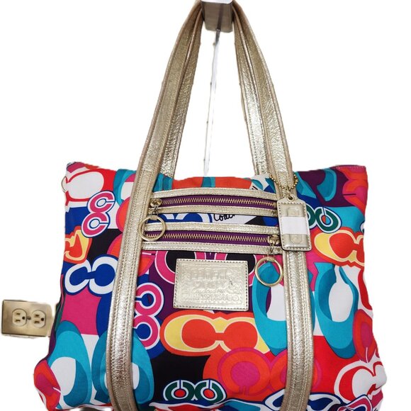 Vintage Coach Poppy Graffiti Pop Art Signature Tote Bag Purse - Picture 3 of 16